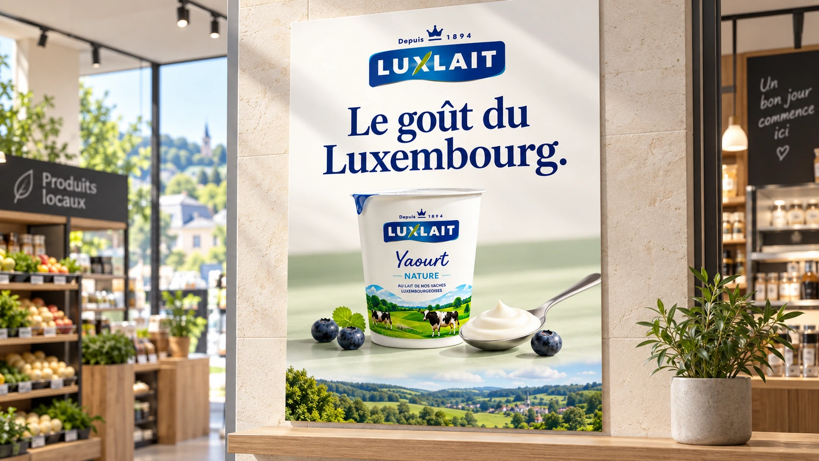 Déclinaison publicitaire et packaging Luxlait.
